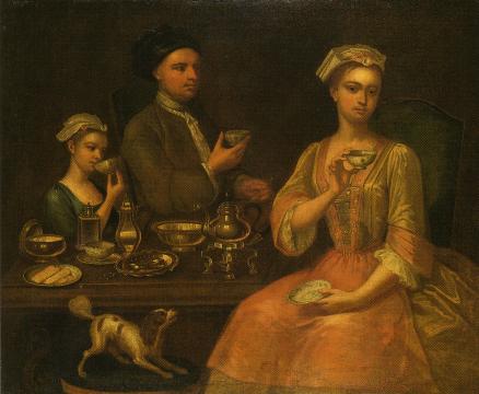 Richard Collins - Pes Španiel sa hrá pri rodinnom pití čaju